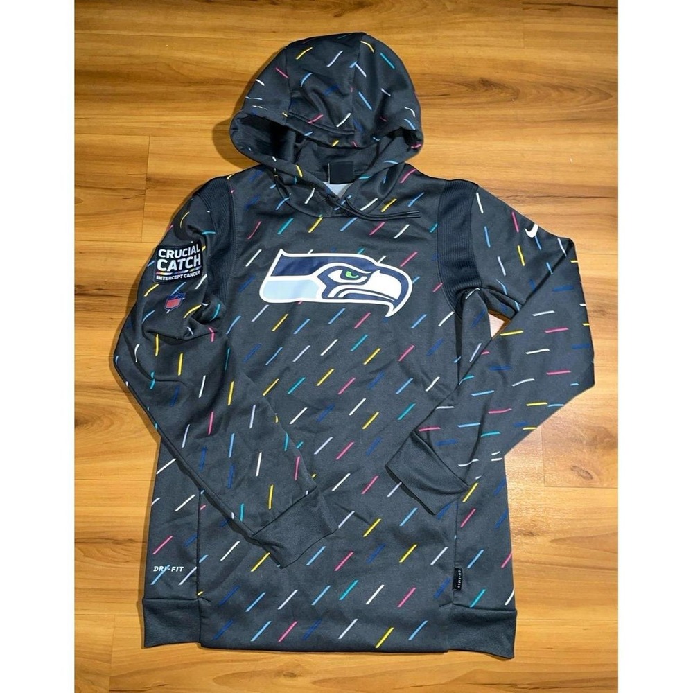 Nike NFL Seattle Seahawks  Football Crucial Catch Cancer Pullover Hoodie